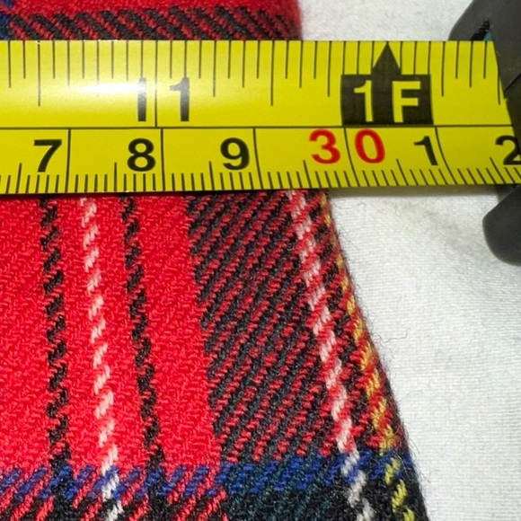 Preppy vintage wool lined Red Plaid Pencil Skirt - Picture 3 of 4